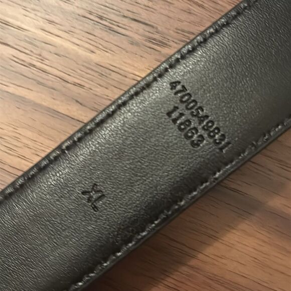 Ralph Lauren Black Pebble Leather Belt with Silver Buckle - XL
